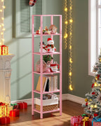 TUTOTAK Bookshelf, 6-Tier Tall Narrow Book Shelf for Small Space | 10.7 x 14.5 x 65.3 Inches Skinny Display Shelf with Storage for Living Room, Office, Study, Entryway, Pink BS01BP006