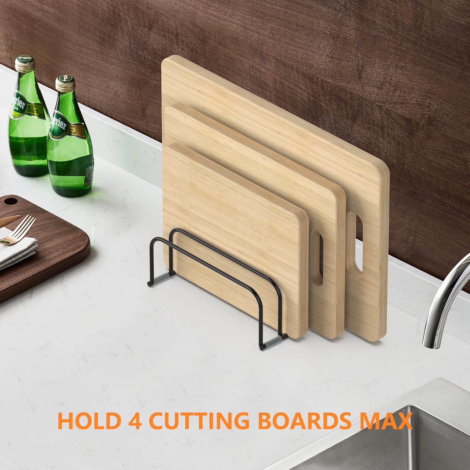 Cutting Board Storage Rack, Compact Cutting Board Organizer, Chopping Board Storage Stand Rack, Bakeware & Cookie Pan Sheets Organizer (1.0 Inch Width Slots)