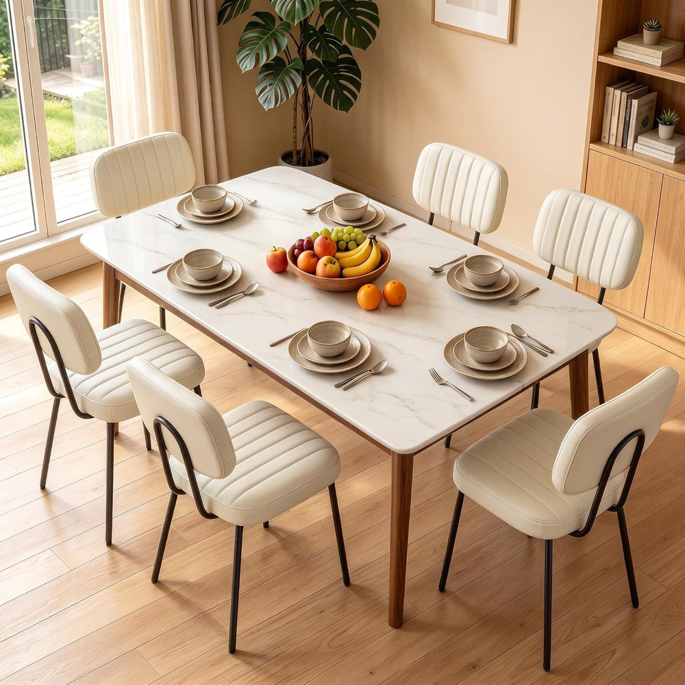 DUMOS Dining Chairs Set of 6, PU Leather Dining Room Chairs with Backrest