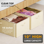 SpaceAid 2 Pack 10" High Under Bed Storage Containers, Large Underbed Storage Organizer Bins with Lids for Bedroom, Dorm, Clothes, Closet Organization, Bed Sheets and Blankets (Beige)