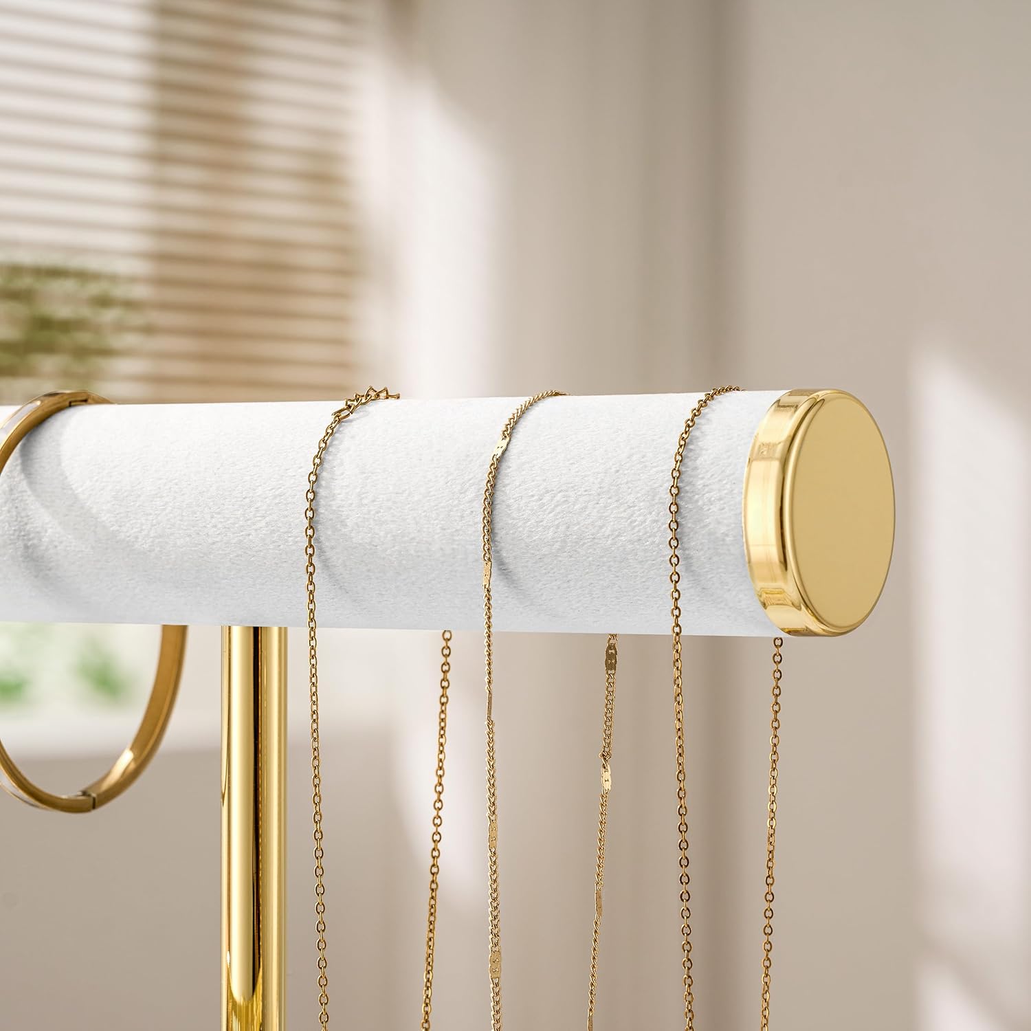 2 Tier Bracelet Holder Display - Detachable T Bar White Velvet Bracelet Holder, Jewelry Holder Organizer for Bracelet, Necklace, Earrings, Rings