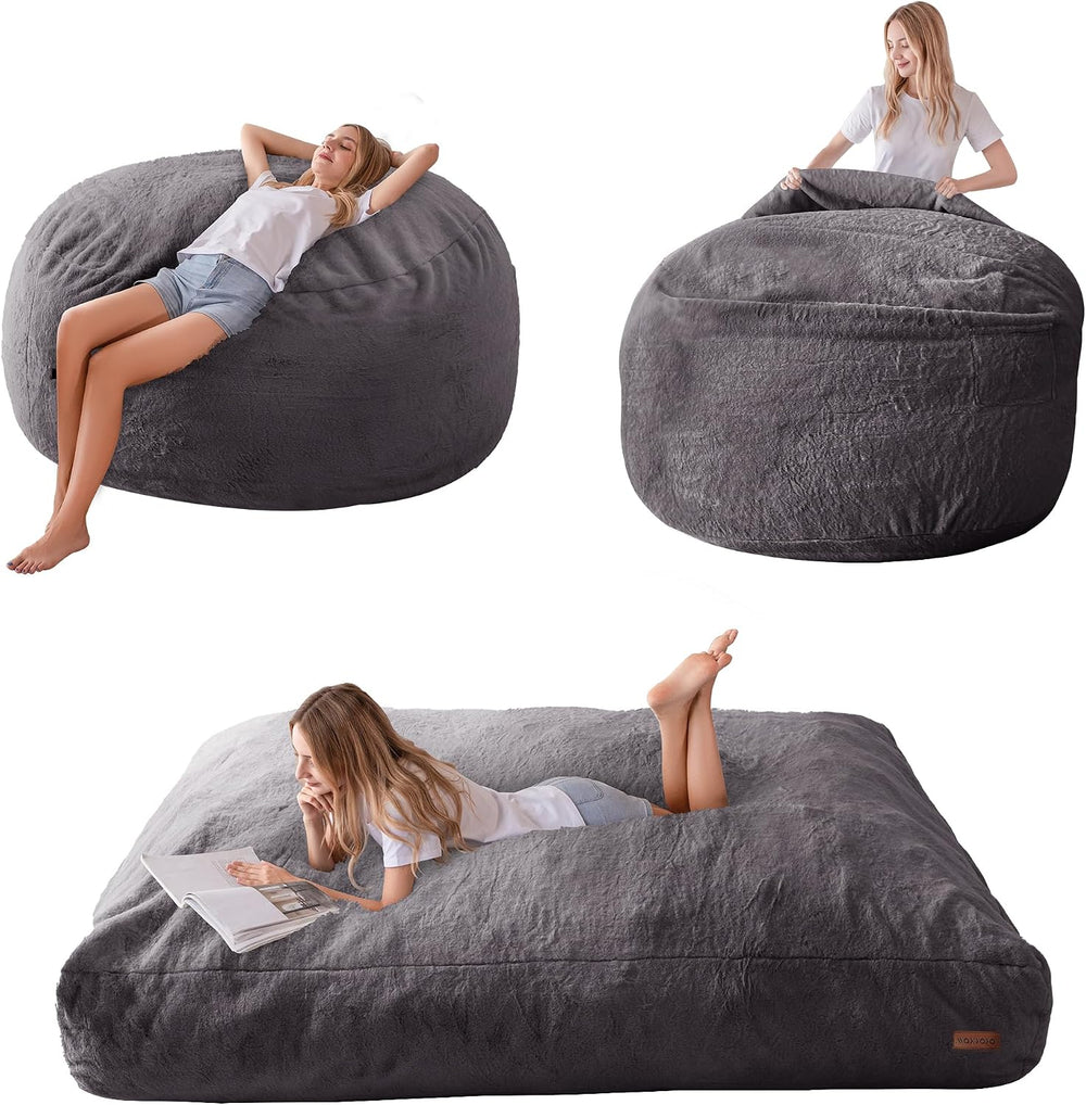 MAXYOYO Giant Bean Bag Chair for Adults, Bean Bag Converts to Floor Sofa | La...