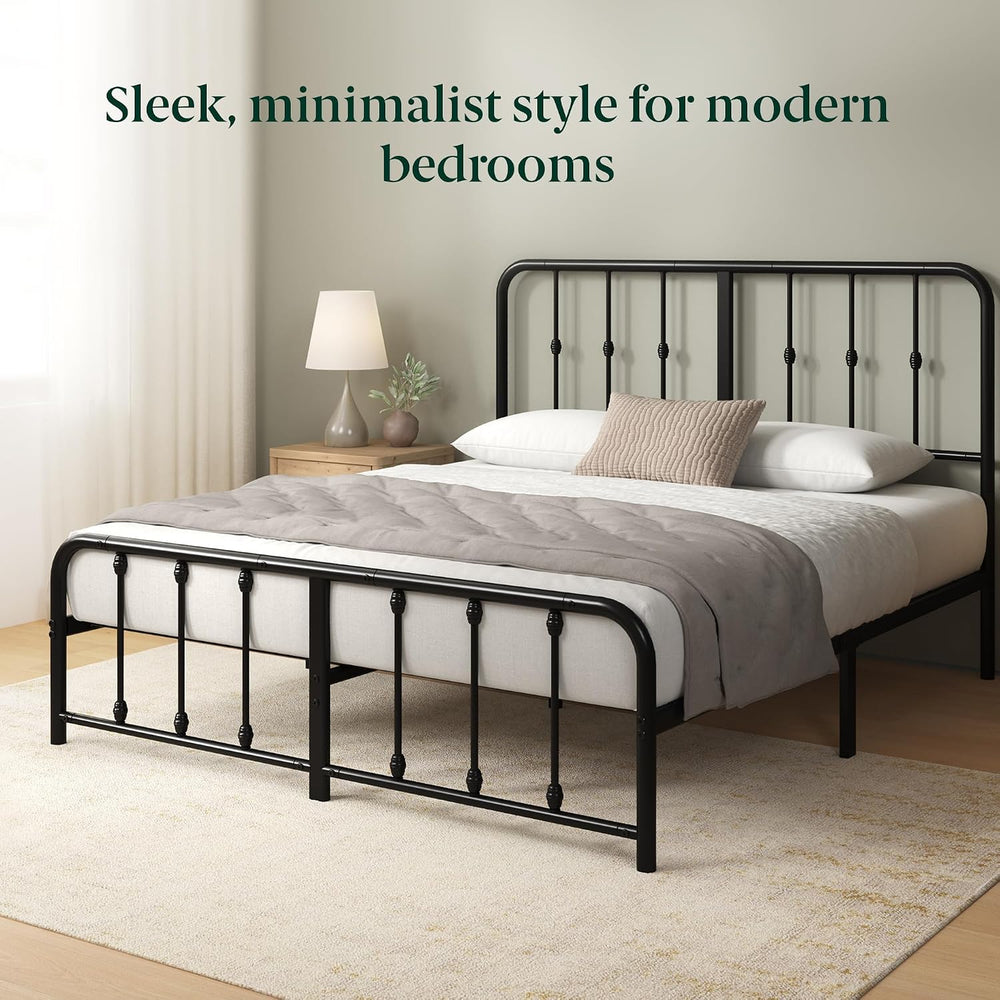 Zinus Leonardo Metal Platform Bed Frame, Victorian Spindle Headboard, Queen