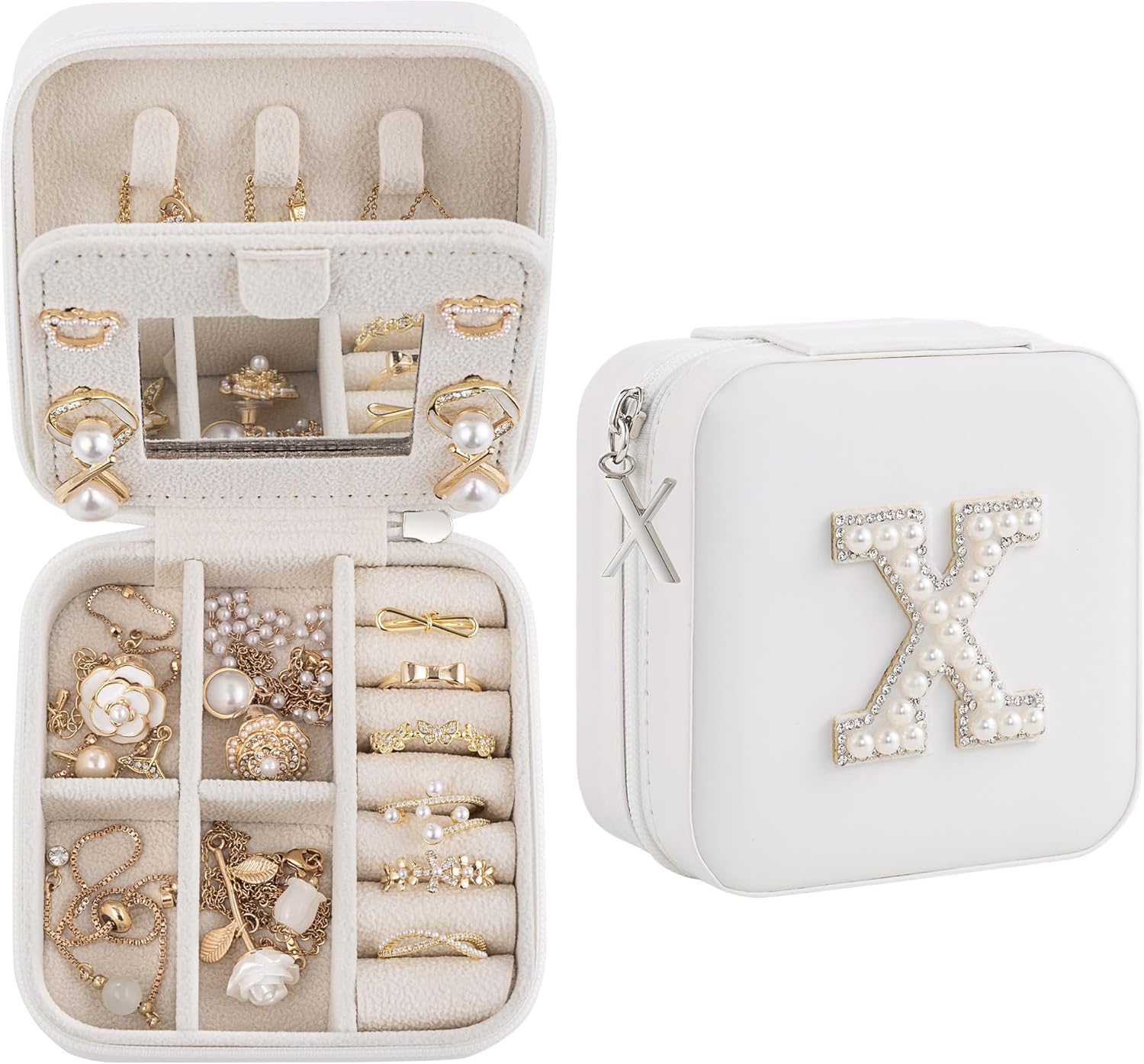 Birthday Gifts For Women - Initial Jewelry Box, Travel Jewelry Case, Organizer for Wife, Girlfriend, Graduation Gift