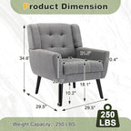 NicBex Modern Accent Chair for Living Room Upholstered Foam Filled Living Room Chairs with Metal Legs Linen Cozy Lounge Armchair for Living Room Bedroom,Light Grey