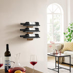 Hoctieon 3-Tier Wall Mount Wine Rack, Wall Mounted Wine Bottle Racks for Display and Storage, Hanging Bottle Holder, for Living Room, Dining Room, Bar, Wine Cellar, Rustic Brown
