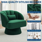 GarveeHome Modern 360° Swivel Velvet Barrel Accent Armchair – Striped Backrest & Plush Padding, Comfy Round Lounge Chair for Living Room, Bedroom, Reading Nook