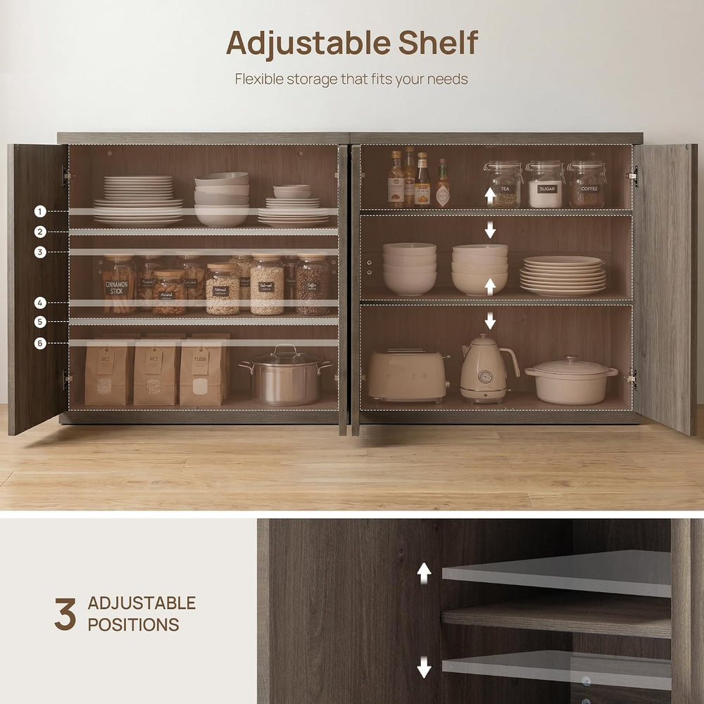 SICOTAS Buffet Cabinet with Storage Sideboard Cabinet with Doors & Shelve...