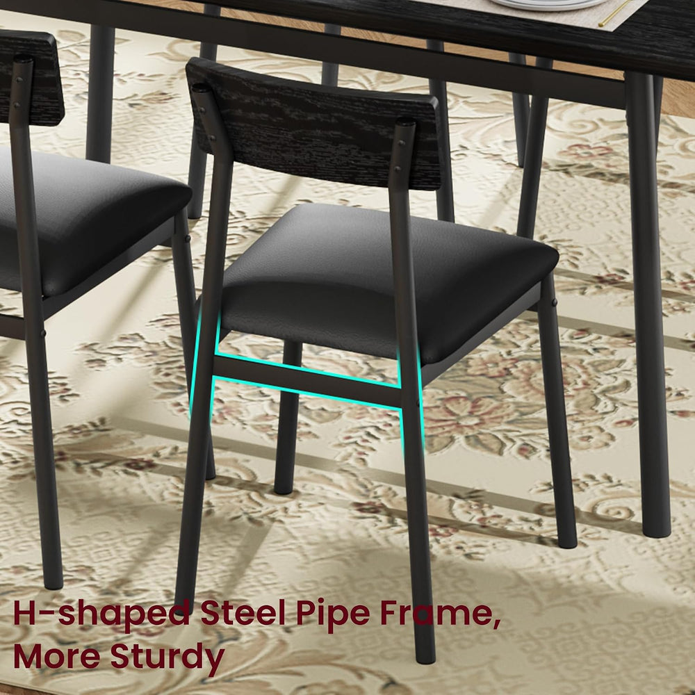 Garvee Dining Table Set for 4 with 4 Upholstered Chairs, Dining Room Table Se...