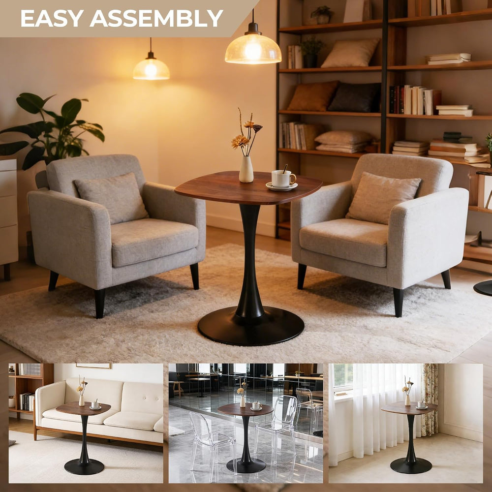 24" Square Tulip Dining Table for 2-4, Modern Kitchen Table with Pedesta...