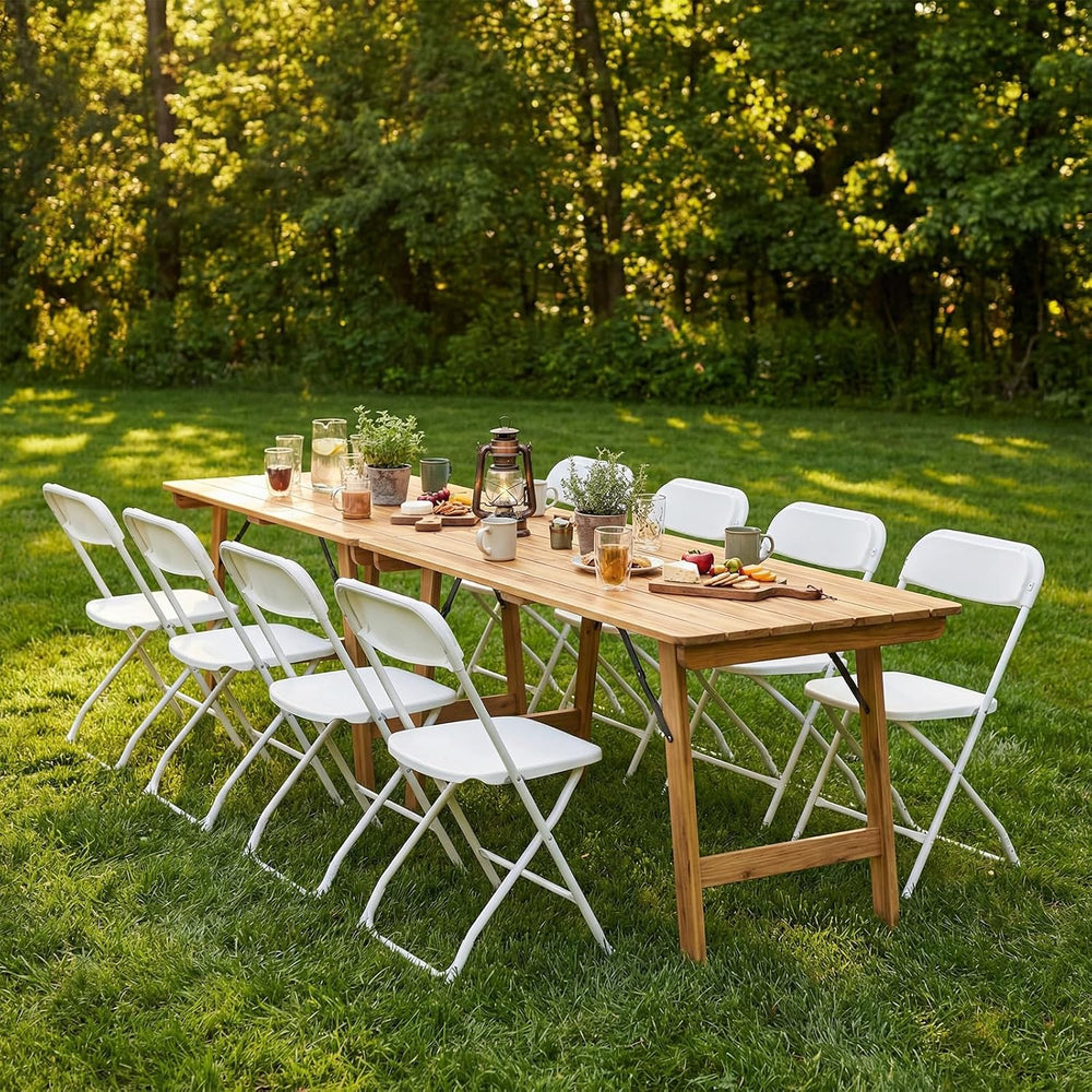 DUMOS Plastic Folding Chairs Sets of 6, Patio Dining Foldable Sets, Outdoor