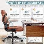 Leather Office Chair for Short People, Small PU Computer Desk Chair with Ergonomic Backrest, Adjustable Armrests, 360° Swivel Rolling Task Chair for Home Office and Gaming