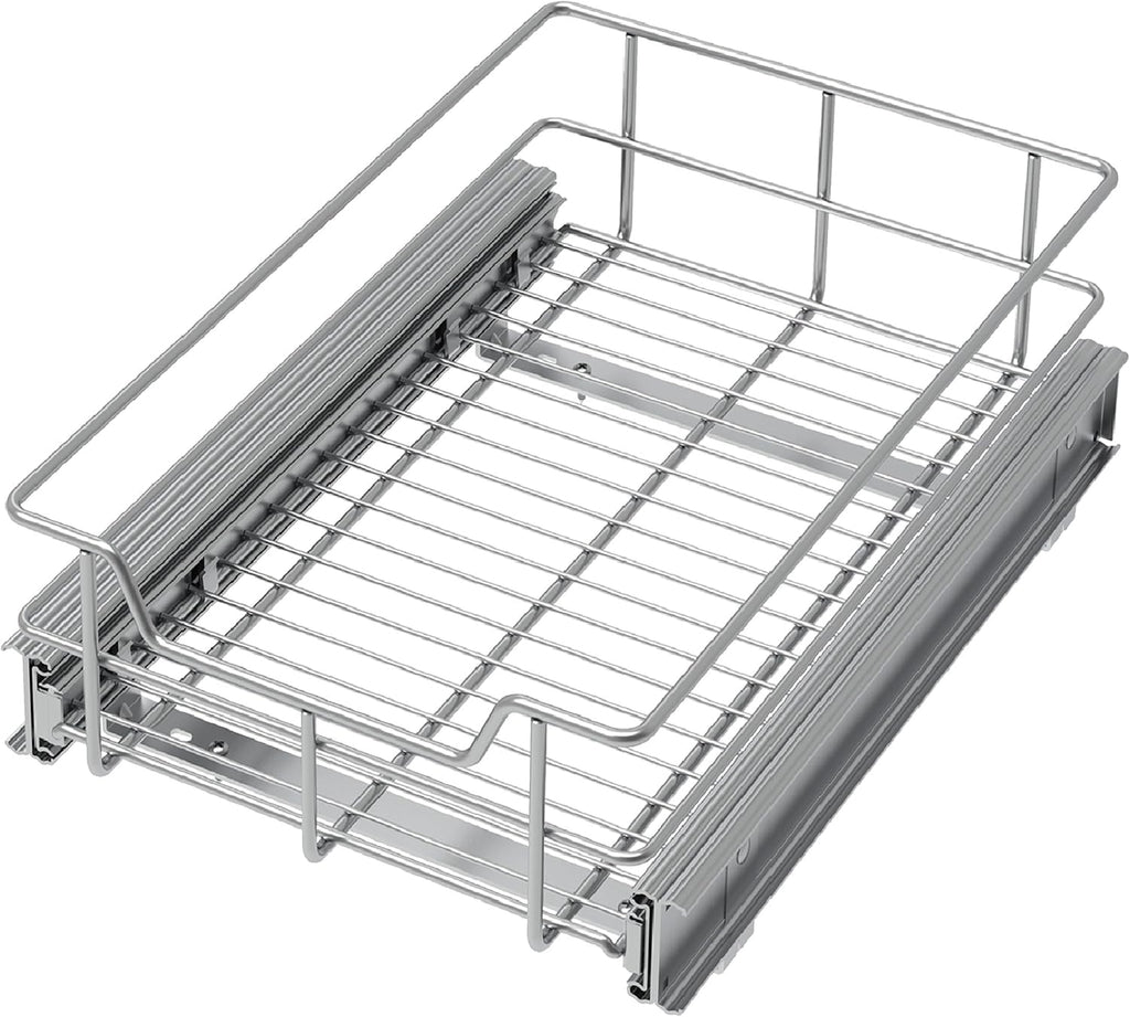 Pull Out Cabinet Organizer 11" W X 22" D, Slide Out Drawers For kitchen organizers and storage, Pull Out Drawers For Cabinets Capacity Heavy Duty Caddy, Cabinet Shelves Chrome-Plated, Bathroom Pantry