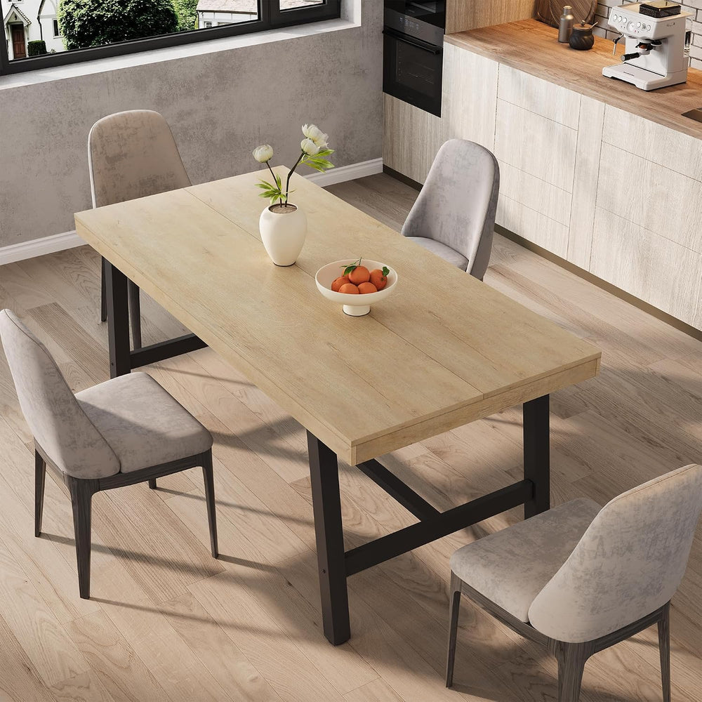 GarveeHome Industrial Dining Table for 4-6 People, 63" Long Large Kitche...