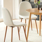 Dining Chairs Set of 4 - Modern Seating with Metal Legs for Living, Bedroom,Dining Room - White Teddy Fleece Chairs for Dining Room, Chair Set for 4