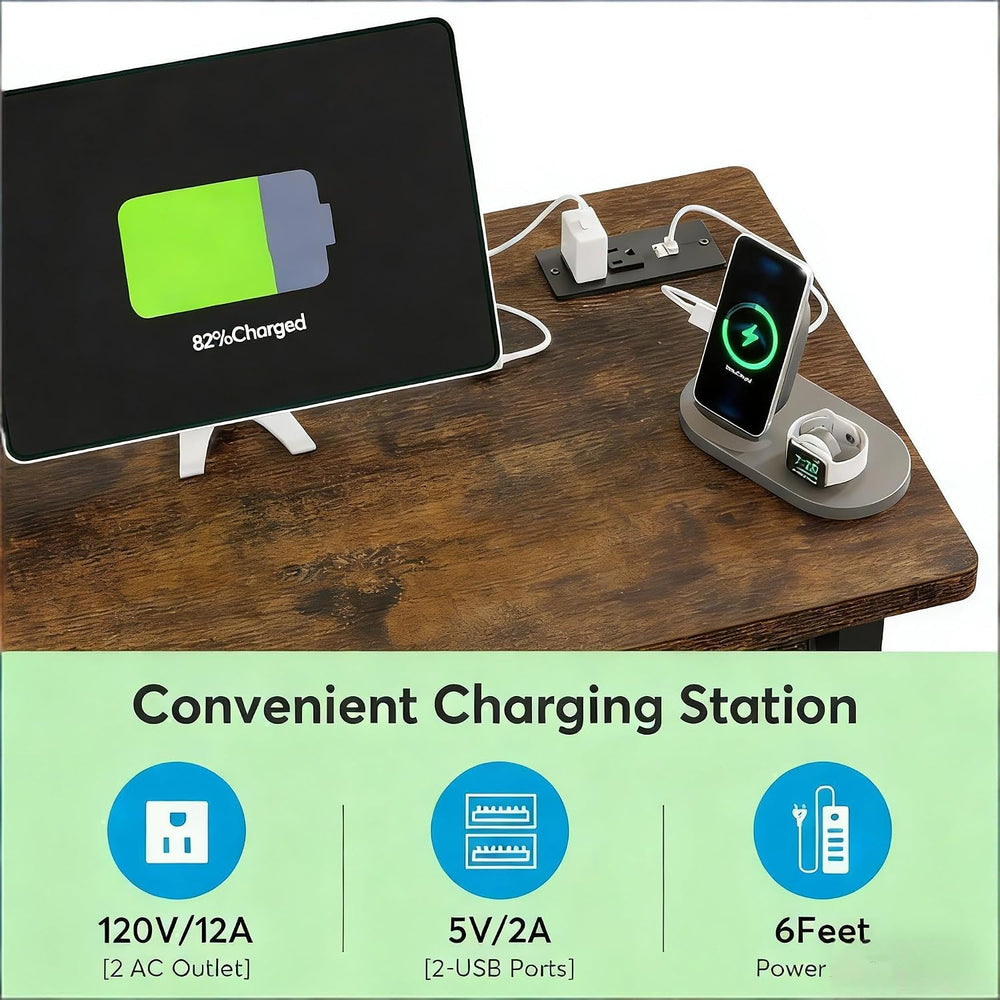 Side Table with Wheels, Mobile C Table,Narrow Desk,Convenient Charging Station