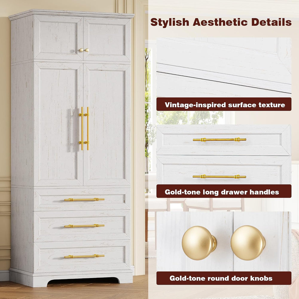 LUMISOL Kitchen Pantry Cabinet with Drawers, 78.2" Tall Cupboard Storage...