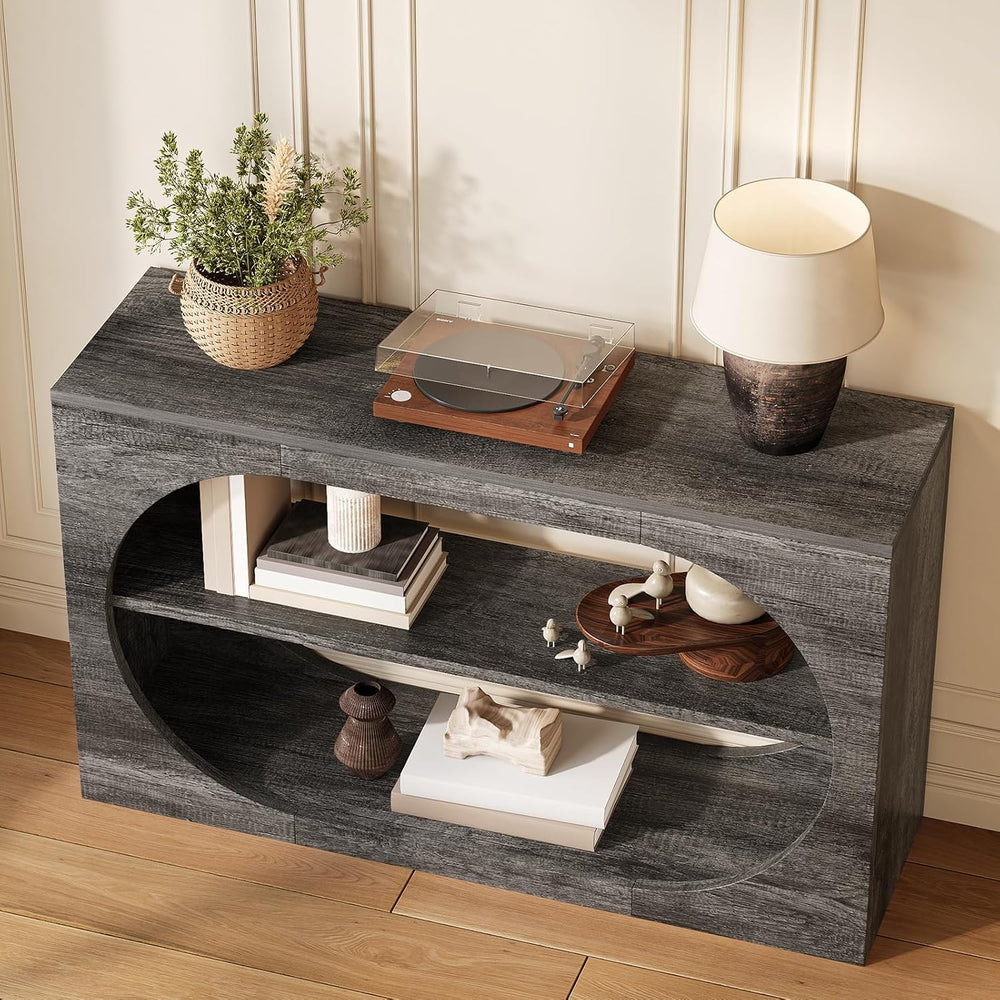 Console Table, 55-Inch Entryway Tables 3-Tier Wood Narrow Sofa Tables for Liv...