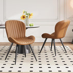 Dining Chairs Set of 6 Modern Fabric Dining Room Chairs Upholstered Dining Chairs with Thick Cushions Metal Legs Armless Back Chair for Kitchen and Living Room Brown