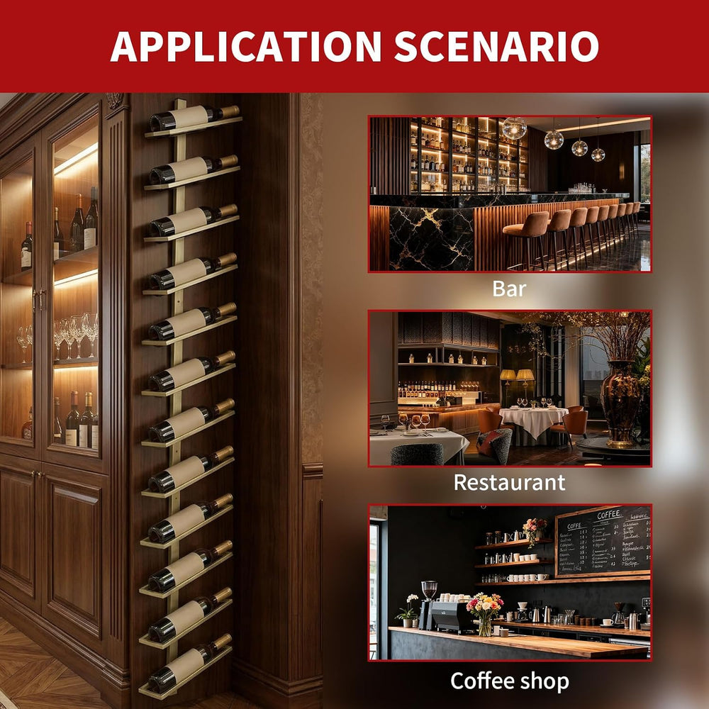 60-Bottle Wall Mounted Wine Rack, 5 Pack Modular Metal Wine Holder, Detachabl...