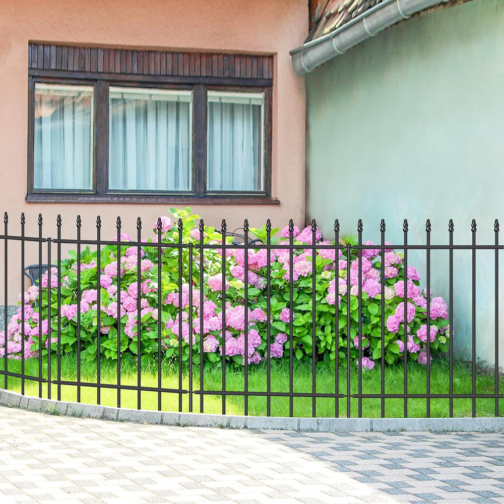 Decorative Metal Garden Fence 30" x 16', Outdoor Fence Border with S...