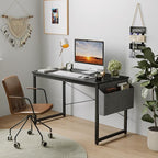 Cubiker Computer Desk 63 inch Home Office Writing Study Desk, Modern Simple Style Laptop Table with Storage Bag, Black