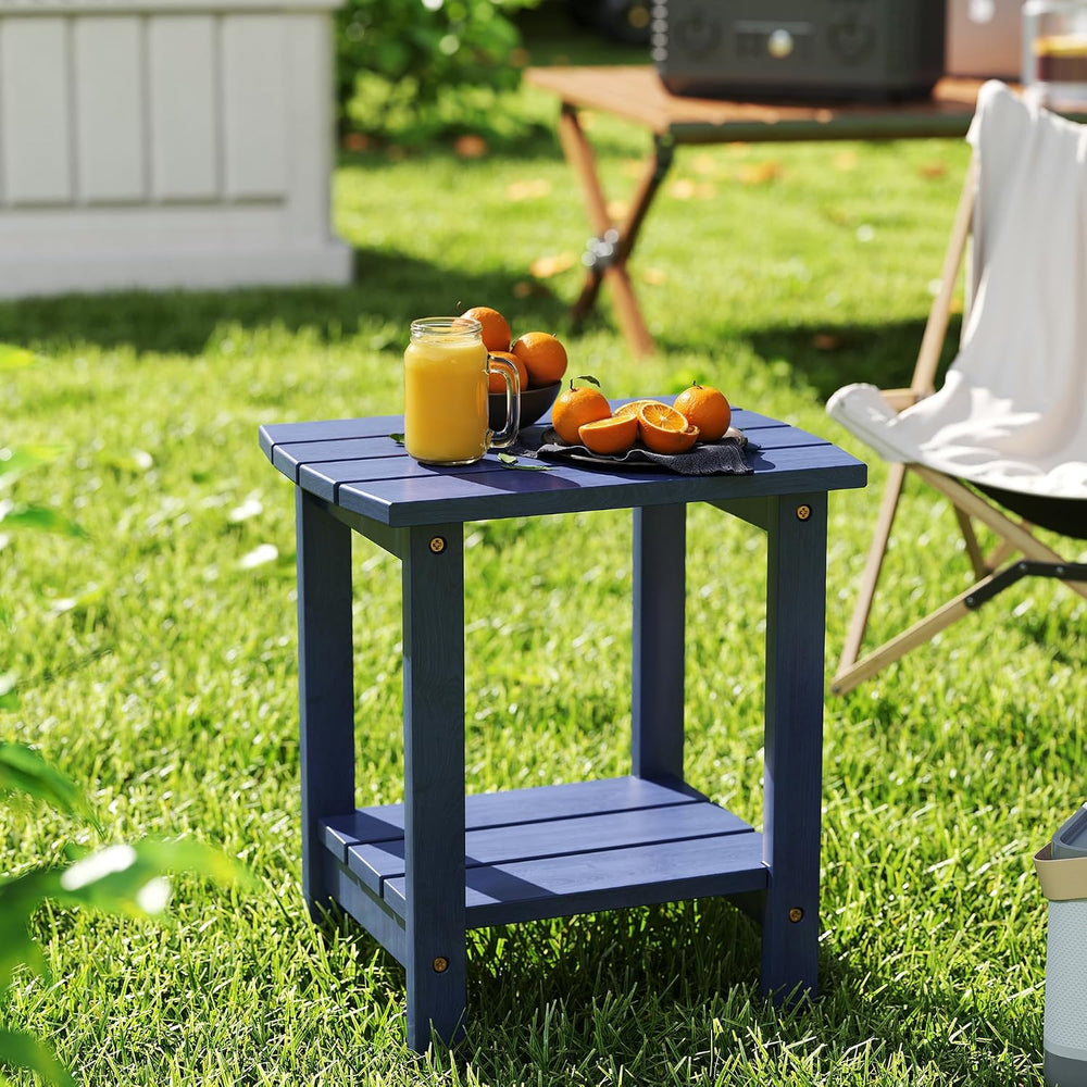2-Tier Adirondack Side Table 17" with Double Shelf, Easy Assembly Solid ...