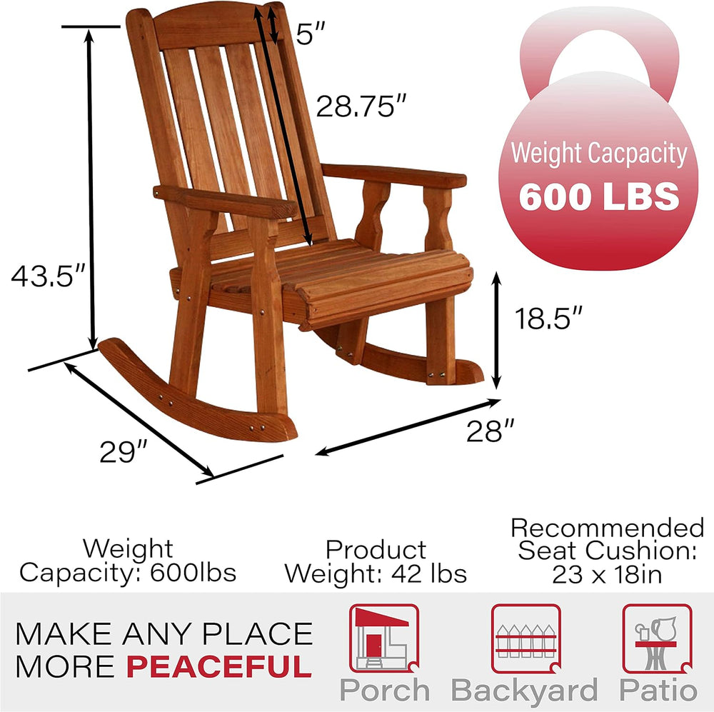 Amish Heavy Duty Mission Pressure Treated Outdoor Rocking Chair (Cedar Stain)...