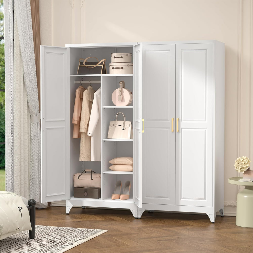Polup Metal Armoire Wardrobe Closet, 71" Tall Wardrobe Cabinet with 2 Do...