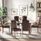 Upholstered Dining Chair Stylish Parsons Kitchen High Back with Silver Nailhead Trim & Wood Legs, 4-Pack, PU Dark Brown