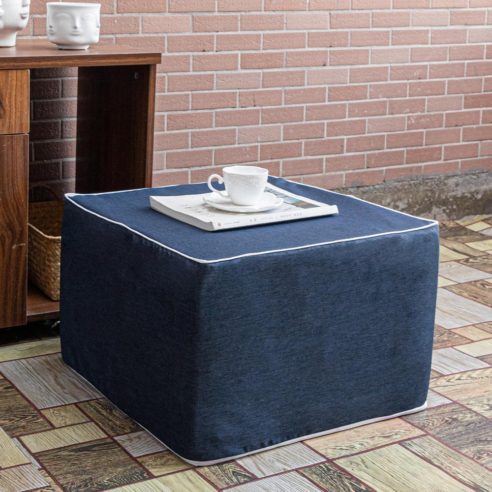 20x14 In Outdoor Square Ottoman – Lightweight Patio Ottoman Footrest with Hig...