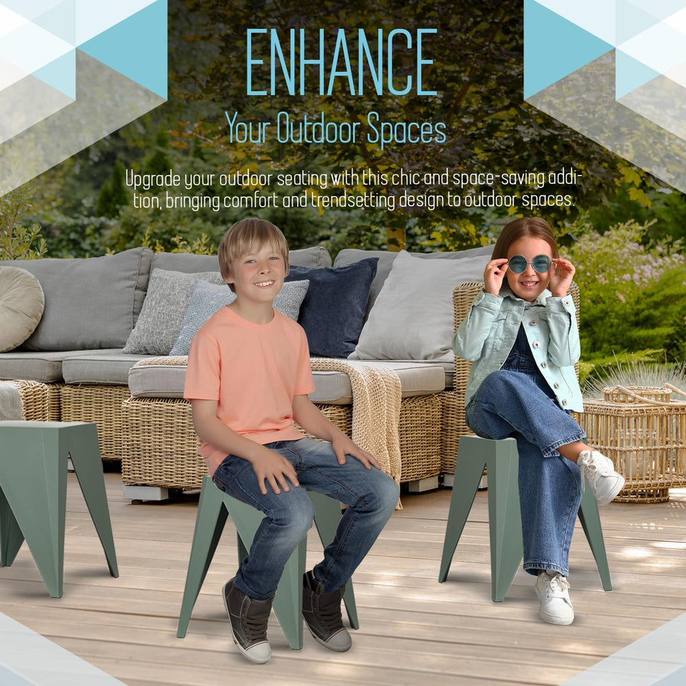 InterSpaceLiving Zuho Multi-Use Stool (4, Smoke Green)