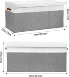Extra Large Toy Storage Box with Lid, Sturdy Toys Storage Chest Bin Organizer Basket with Dividers for Kids, Boys, Girls, Nursery, Closet, Bedroom, Playroom 35.5"x17" x17"(Grey and White)