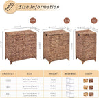Handwoven Large Laundry Hamper with Lid and 2 Removable Liner Bags, Heightened Feet Natural Hyacinth Clothes Hamper,Wicker Laundry Basket for Clothes and Towels