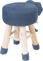 AC Pacific Woodland Elephant Stool for Kids, Animal Themed Wooden Ottoman Chair with Soft Plush Fabric, Sturdy Pine Wood Legs, Ideal for Playrooms, Nurseries or Living Rooms, Navy Blue