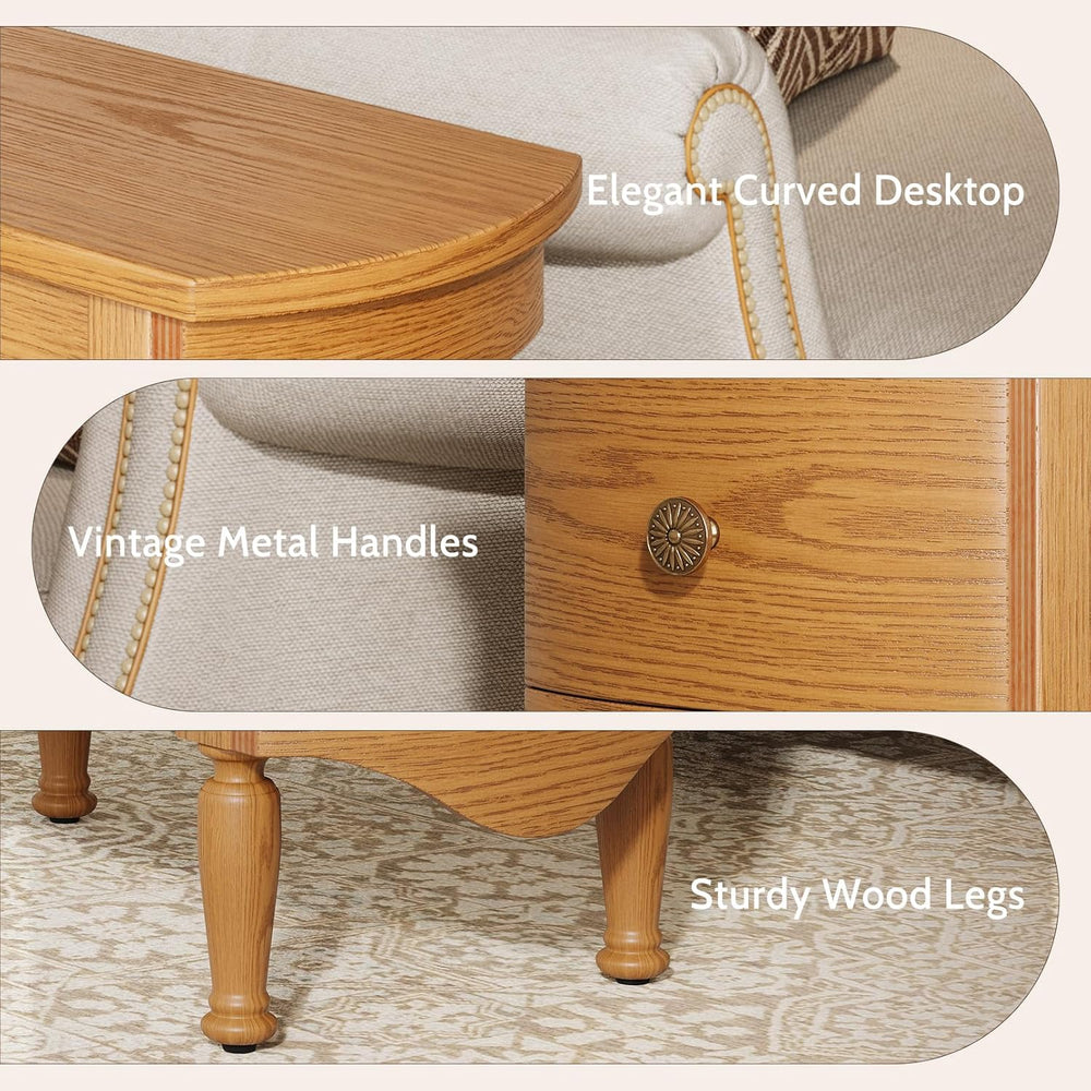 End Table Set of 2 with Charging Station, Narrow Side Table with 2 Drawer, Wo...