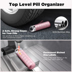 Zannaki Metal Travel Pill Organizer, Portable Waterproof Weekly Pill Box, Large Aluminum Alloy Container, BPA Free 7 Day Daily Medicine Organizer Holder for Vitamin, Fish Oil, Supplement