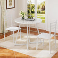 VECELO Small Round Dining Table Set for 2, Wood Tabletop with Strong Metal Frame, Modern Dinette with Chairs for Kitchen, Breakfast Nook Living Room, Pure White