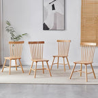 Solid Wood Windsor Dining Chairs Set of 4,Wood Spindle Back Chairs for Home Kitchen