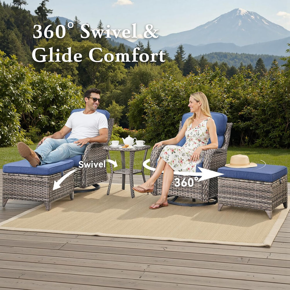 Belord Luxury 6" Thick Cushioned 5 Pieces Patio Furniture Set with 2 Ott...