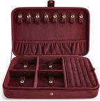 VELORIA Jewelry Box, Premium Velvet Travel Jewelry Organizers And Storage, Dust-Proof, Scratch-Resistant Jewelry Case for Necklaces Bracelets Bangle, Portable Luxury Gift for Women & Girls (Dark Red)