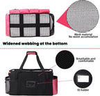 Extra large Cleaning Caddy Bag Built-in Sturdy Support Board, Cleaning Organizer with Detachable Divider, Cleaning Supply Tote with Adjustable Shoulder Strap (Pink, 19'' x 11'' x 11'')