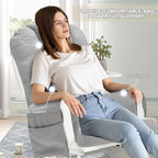 BECHAEO 5PCS Suede Glider Rocker Replacement Cushions with Ottoman Cover Thicken Soft Rocking Chair Cushion Set for Indoor Nursery Glider Rocking Chair, Light Gray | Thicken Soft Rocking Chair Cushion Set, for Indoor Nursery Glider Rocking Chair