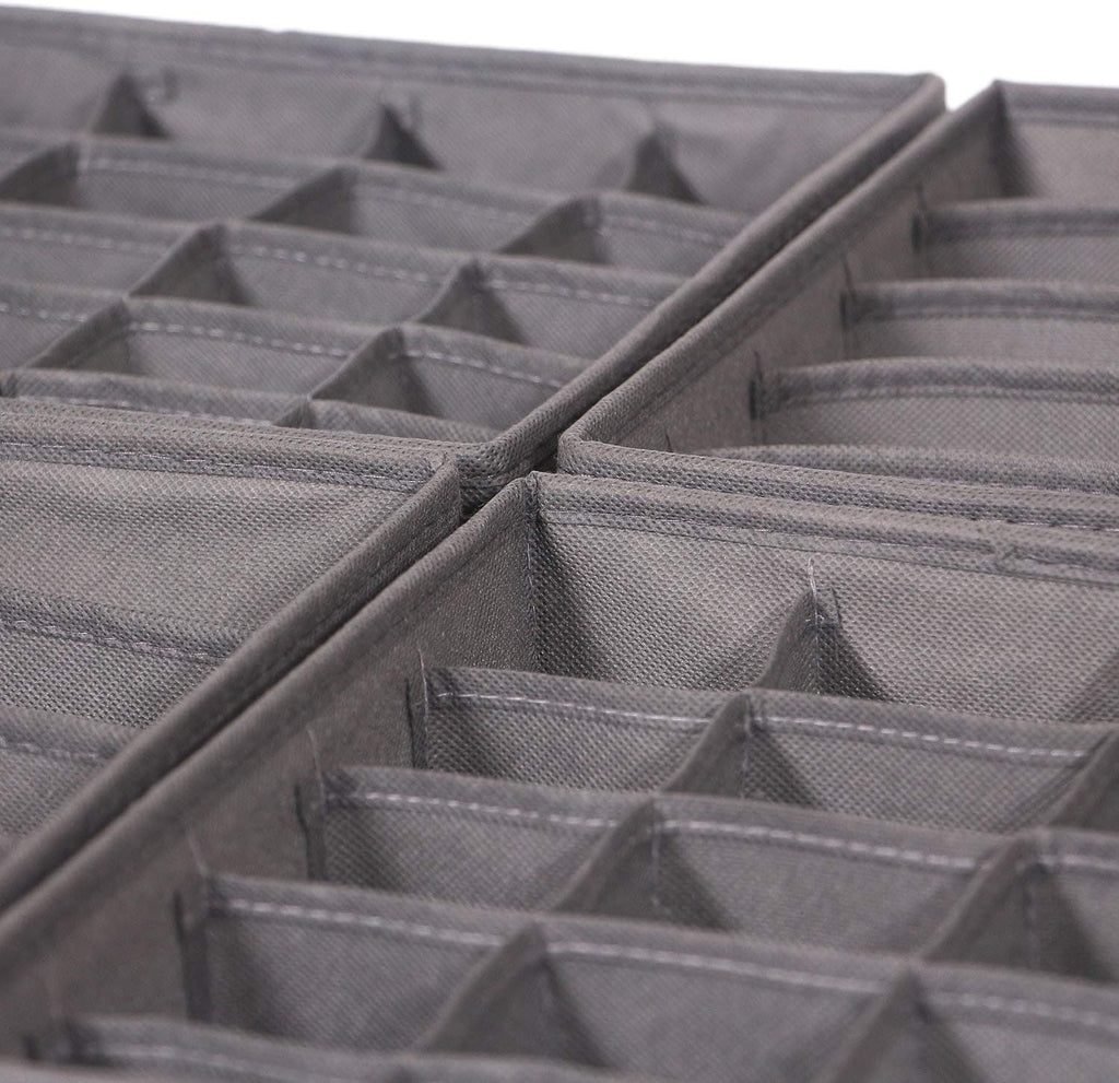 DIOMMELL 4 Pack Foldable Cloth Storage Box Closet Dresser Drawer Organizer Fabric Baskets Bins Containers Divider for Clothes Underwear Bras Socks Lingerie Clothing, M Grey 22-0000