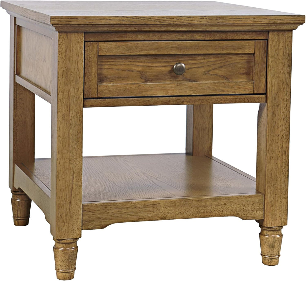 Brentwood Modern Transitional 24" Square End Table with Drawer and Stora...