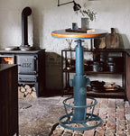 Topower Industrial Bar Table 38.58-48.43" Adjustable Pub Table Kitchen Dining Coffee Bistro Table Antique Blue