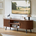 ChooChoo 54" Mid Century Modern TV Stand with Fluted Sliding Doors | Entertainment Center with Hidden Storage and Adjustable Shelf, TV Console for Living Room, Bedroom, Walnut
