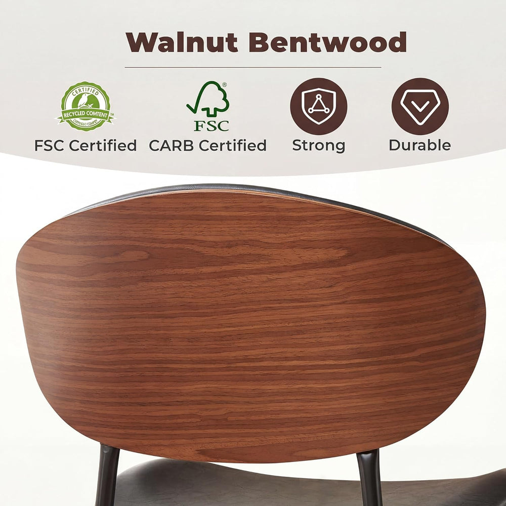 BedsPick Mid-Century Modern Dining Chairs Set of 2, PU Leather Upholstered Di...