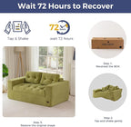 MAXYOYO 63" Loveseat Sofa Couch for Small Spaces, Upholstered Boneless Cloud Couch for Apartment Bedroom, 2-Seater Love Seat Floor Modern Sofa with Pillows, No Assembly Required, Green
