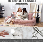 LouannTatami Foldable Lazy Sofa Bed Floor Chair - Adjustable Human Dog Bed for Adults Kids Floor Seats - Cozy Small Couch for Home Living Room(Pink)